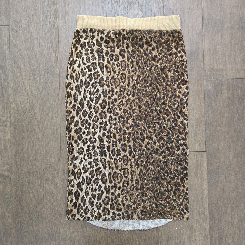 Vtg AUTHENTIC DOLCE & GABBANA LEOPARD PRINT COTTON Midi SKIRT size 42 6